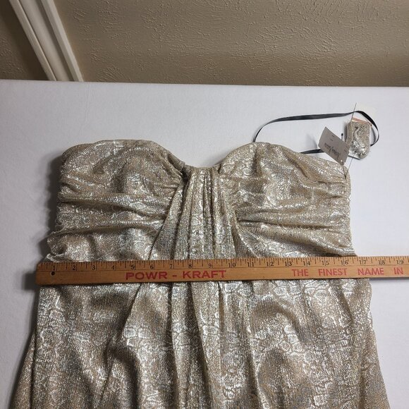 NWT Neiman Marcus Shelli Segal Long Evening Gown Dress Gold Nude Size 12 Tall - Picture 13 of 14